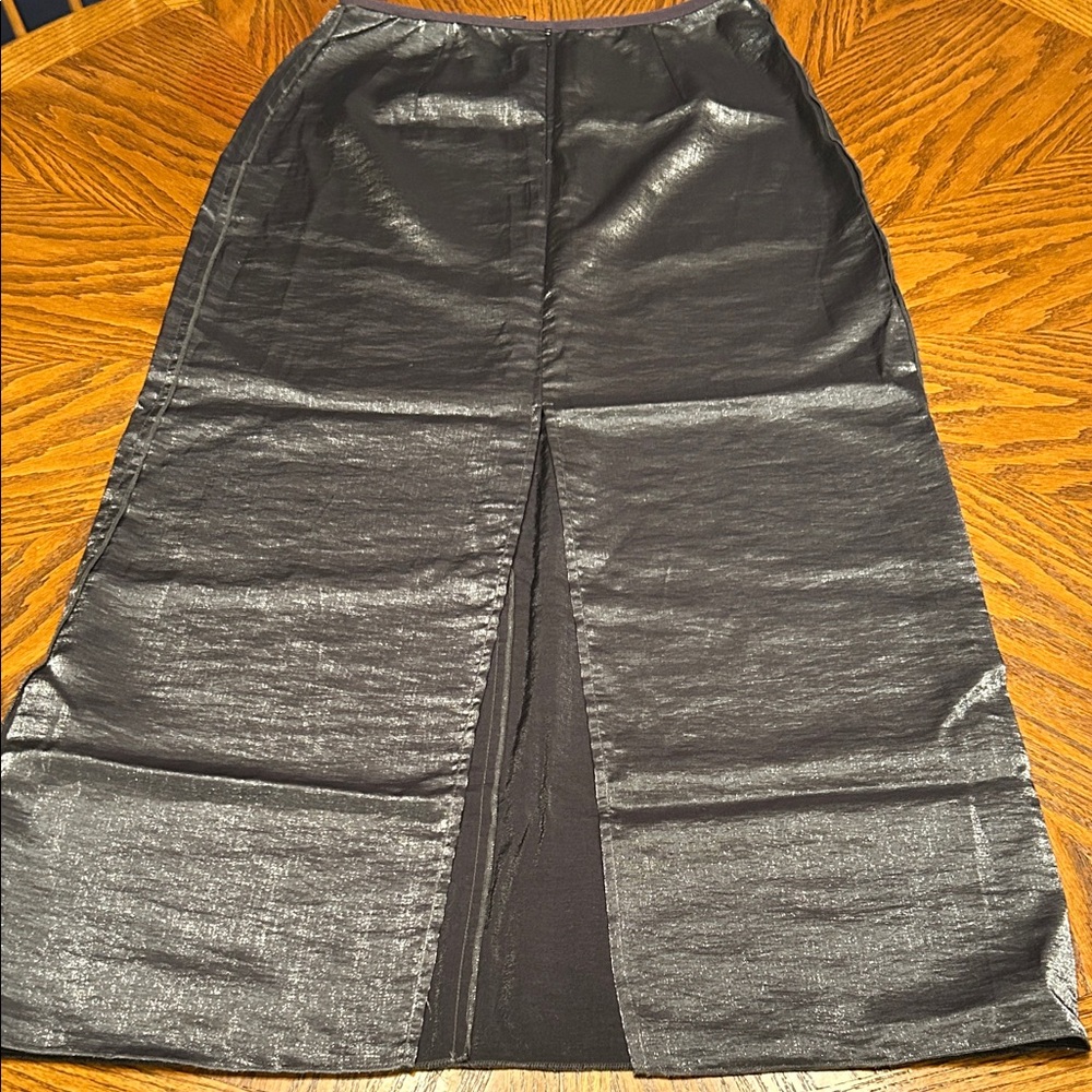 NWOT Zara Shimmering Metallic Silver Midi Skirt. Size XS - Picture 6 of 12